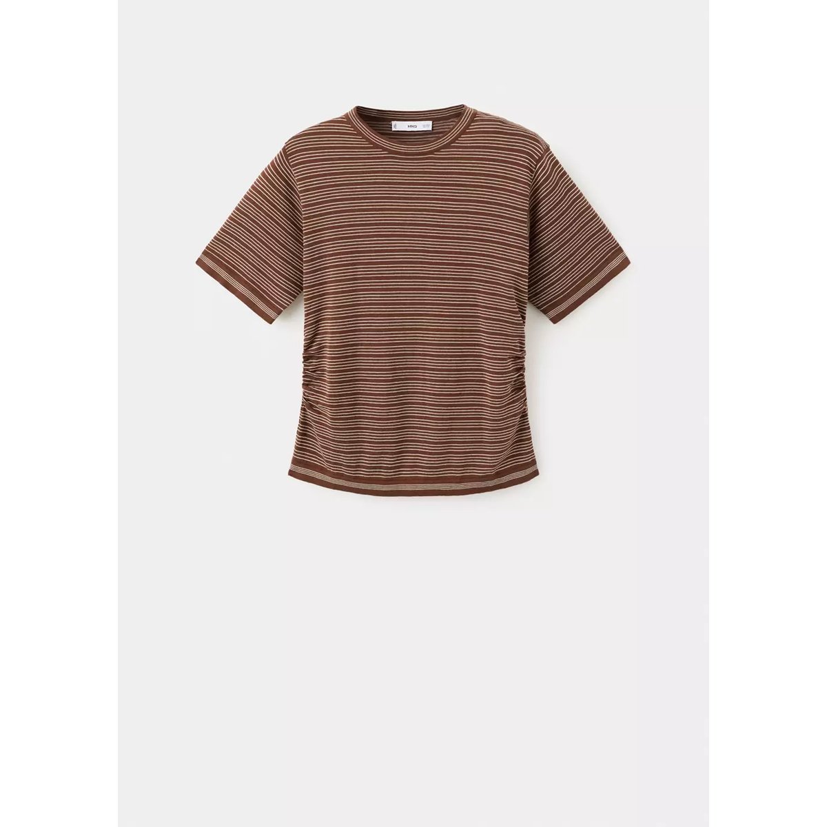 Pull-over rayures manches courtes chocolat, MANGO