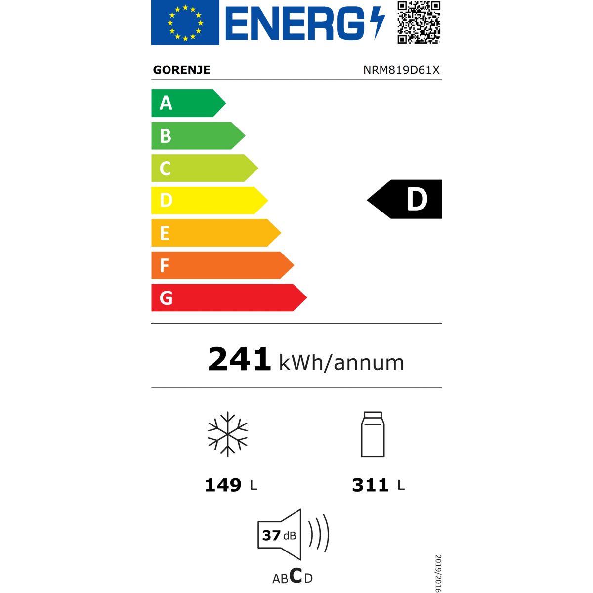 Réfrigérateur multi portes NRM819D61X couleur unique, GORENJE