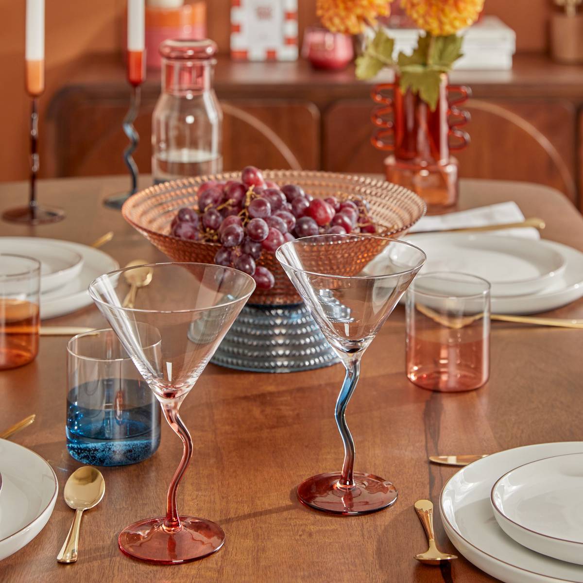 Lot de 4 verres à cocktail en verre HOMY orange, ATMOSPHERA