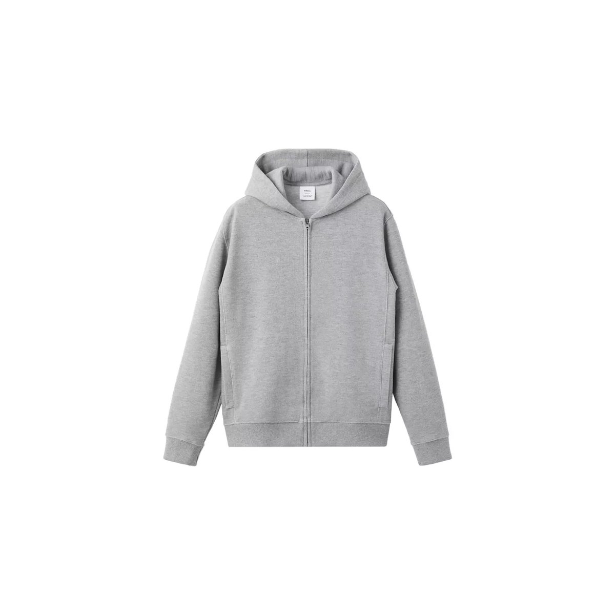 Sweat-shirt capuche texture gris chiné clair, MANGO MAN