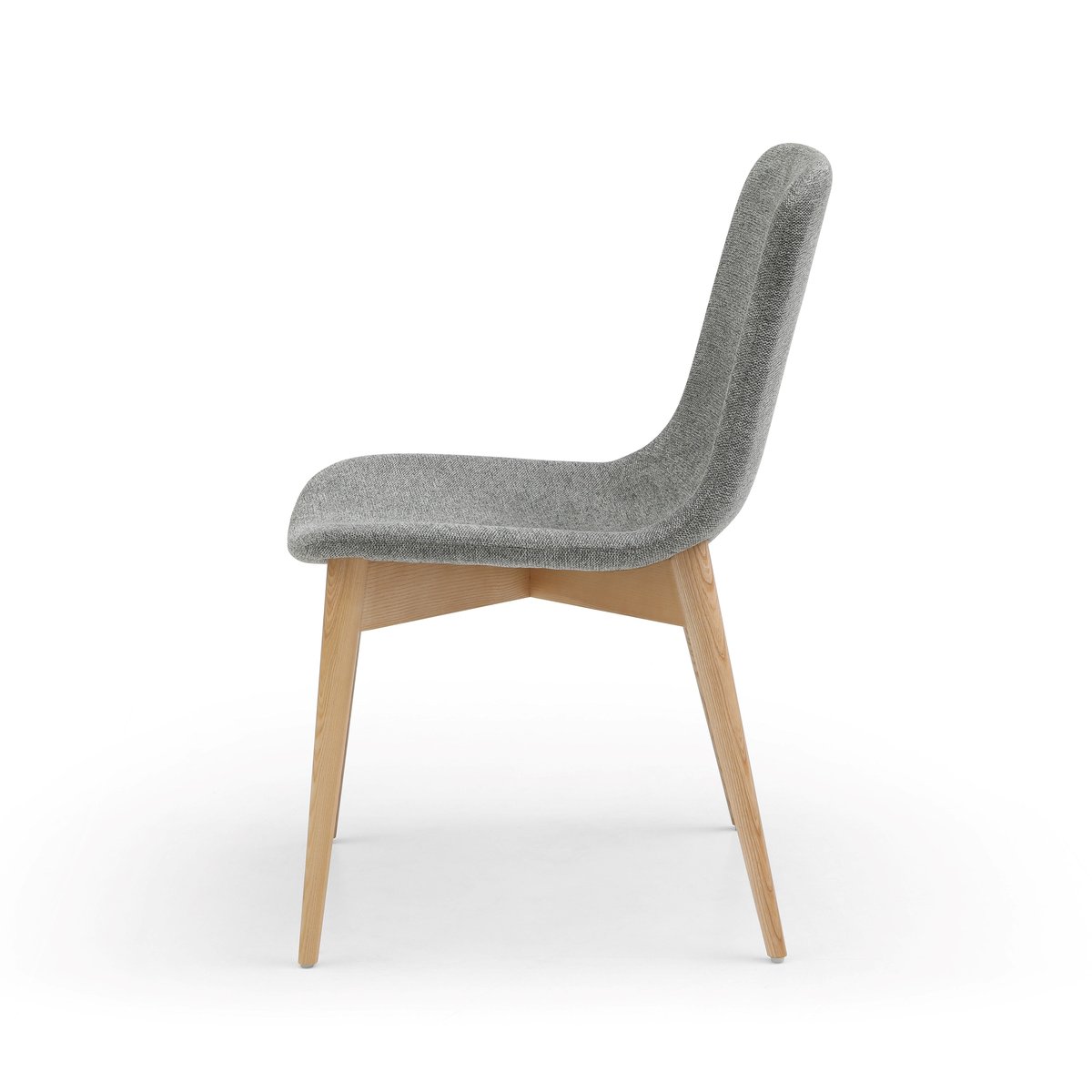 Chaise repas tissu pied frêne naturel gris clair, ZAGO