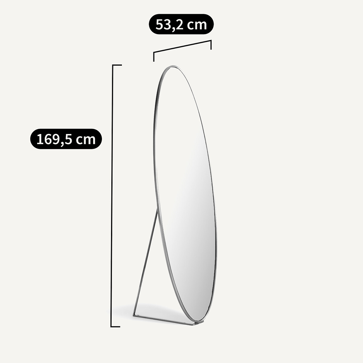 Koban H170cm Oval Metal Standing Mirror brass, AM.PM