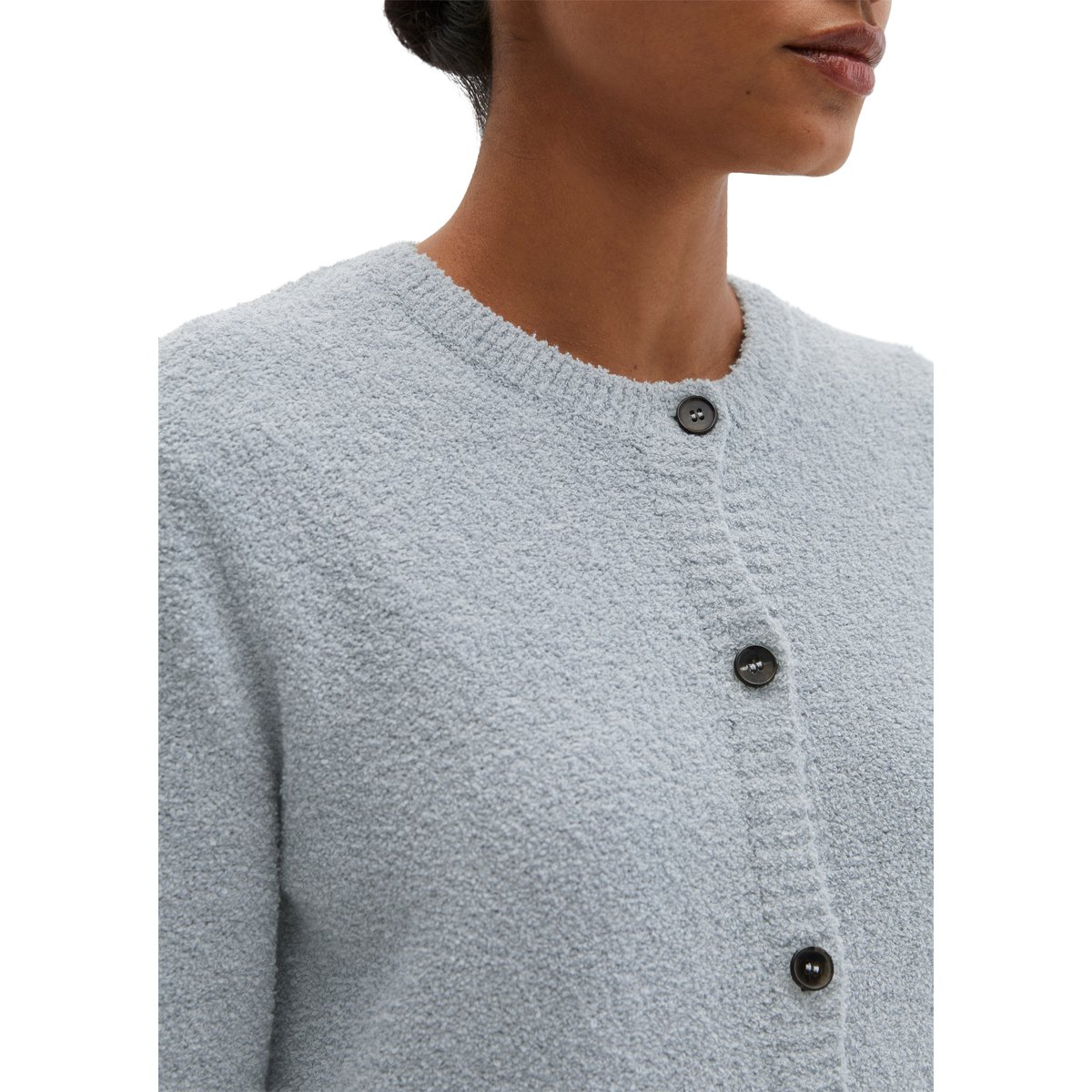 Cardigan regular en fil bouclé gris, MARC O'POLO