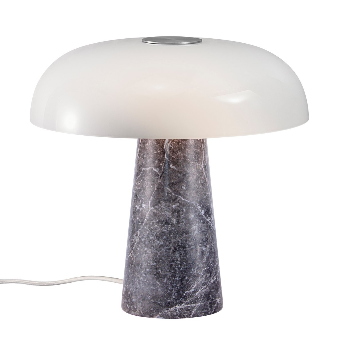 Lampe à poser forme champignon en marbre et verre, GLOSSY gris, DESIGN FOR THE PEOPLE