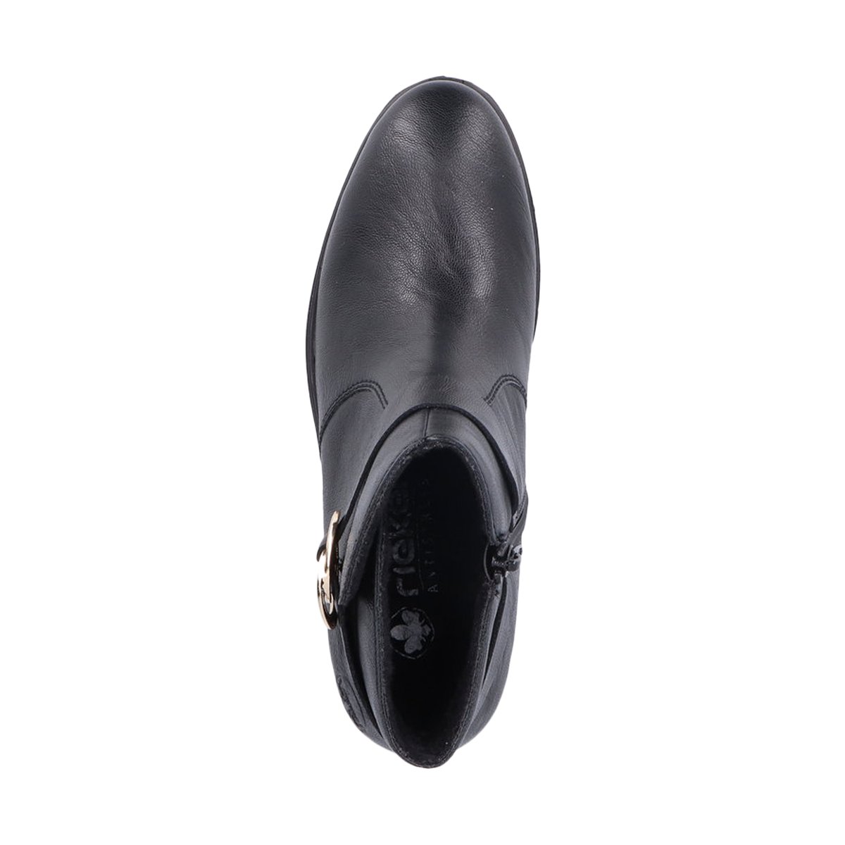 Boots noires à talon décroché moyen avec un zip côté interne noires, RIEKER