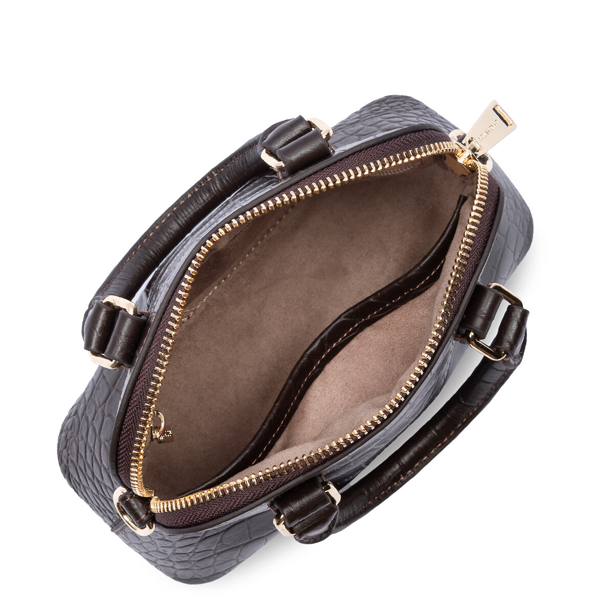 Borsa in pelle di vacchetta con motivo coccodrillo, EXO marrone, LANCASTER