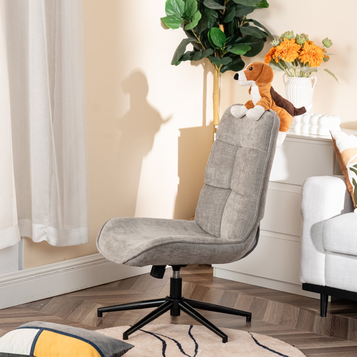 Chaise de bureau rotatif hauteur réglable style moderne, CHARLOTTEOFFICE gris, MEUBLES COSY