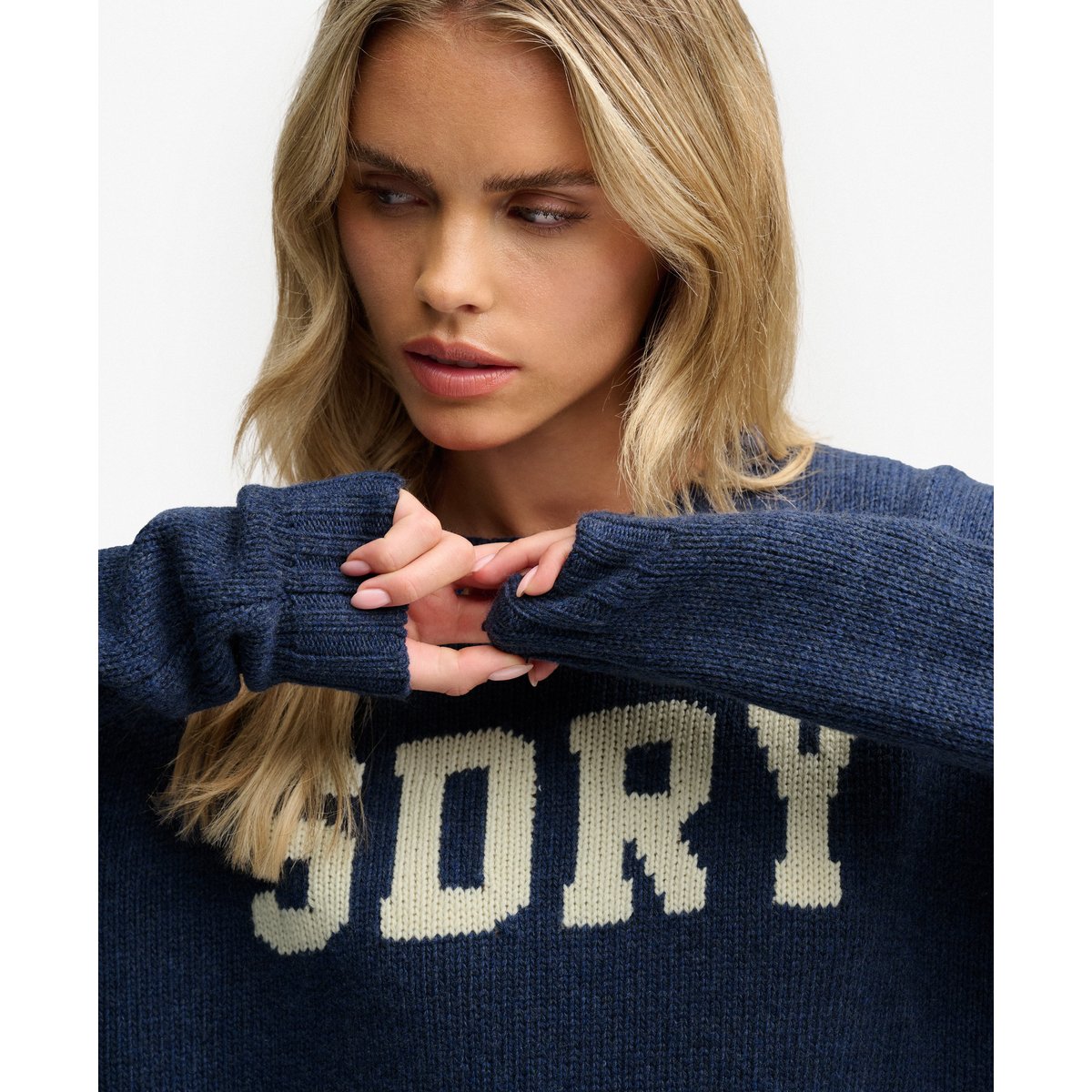 Pull en maille intarsia Heritage bleu marine éclipse, SUPERDRY