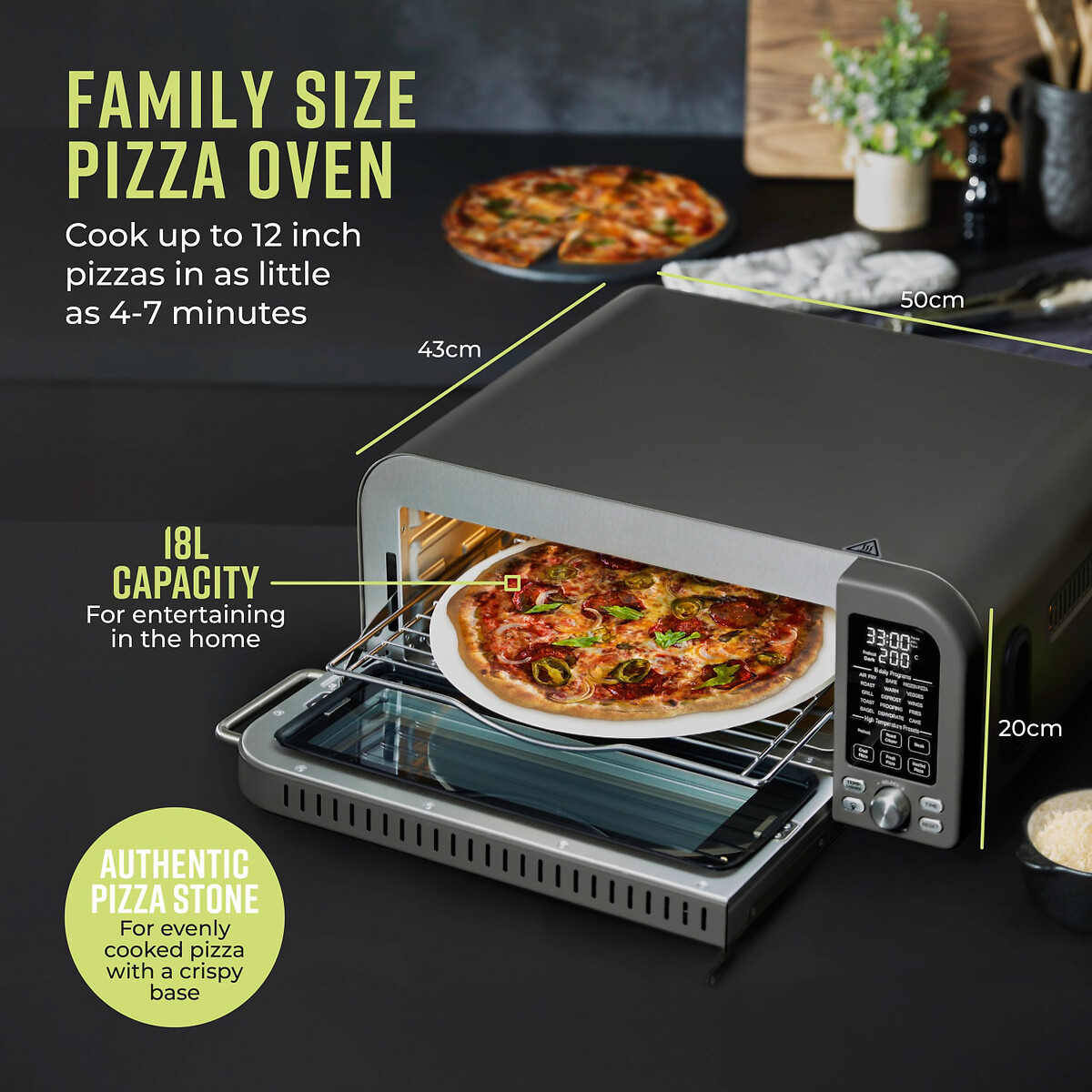 Vortx 18L Pizza Oven - T17141 grey, TOWER