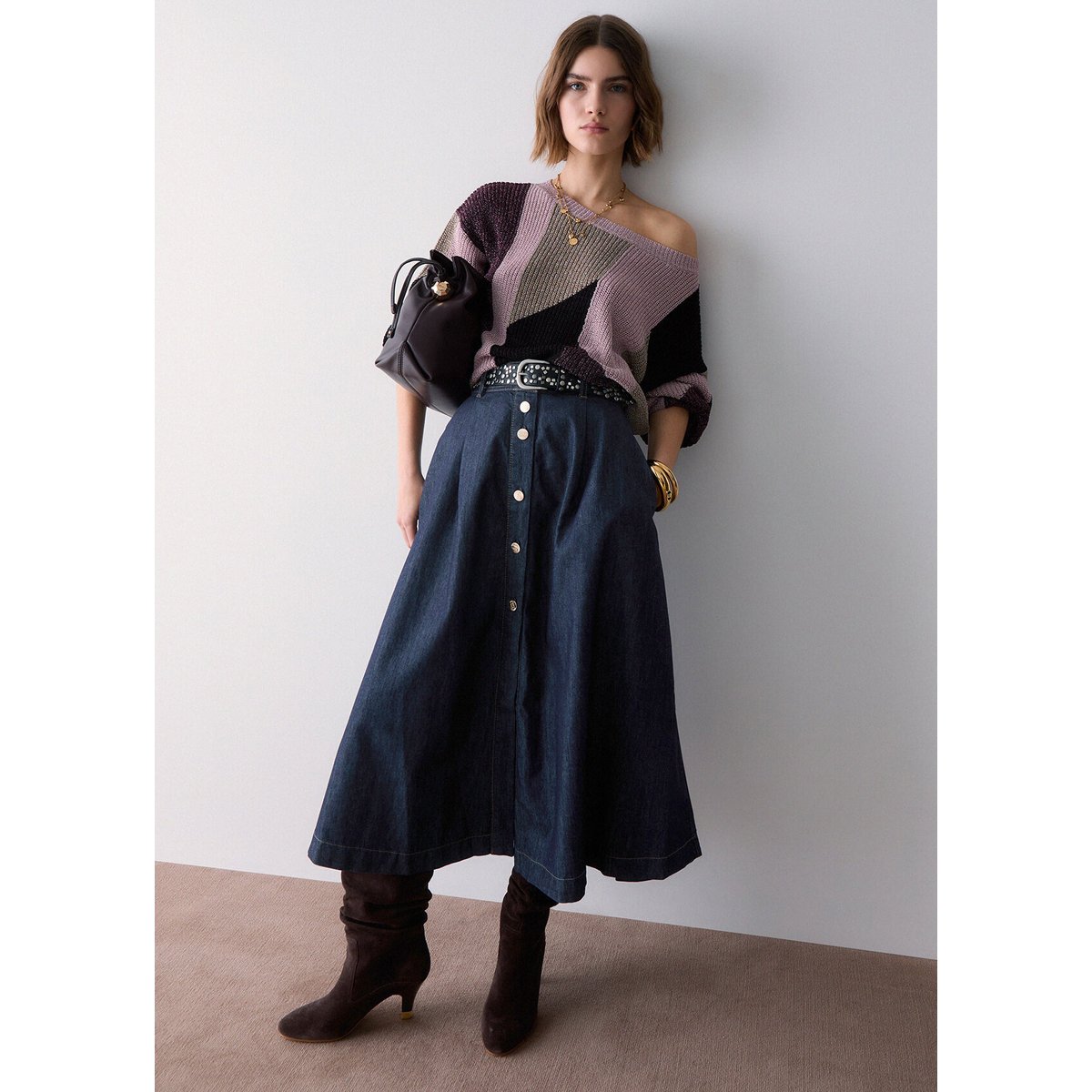 Jupe longue en denim délavage normal, LIU JO