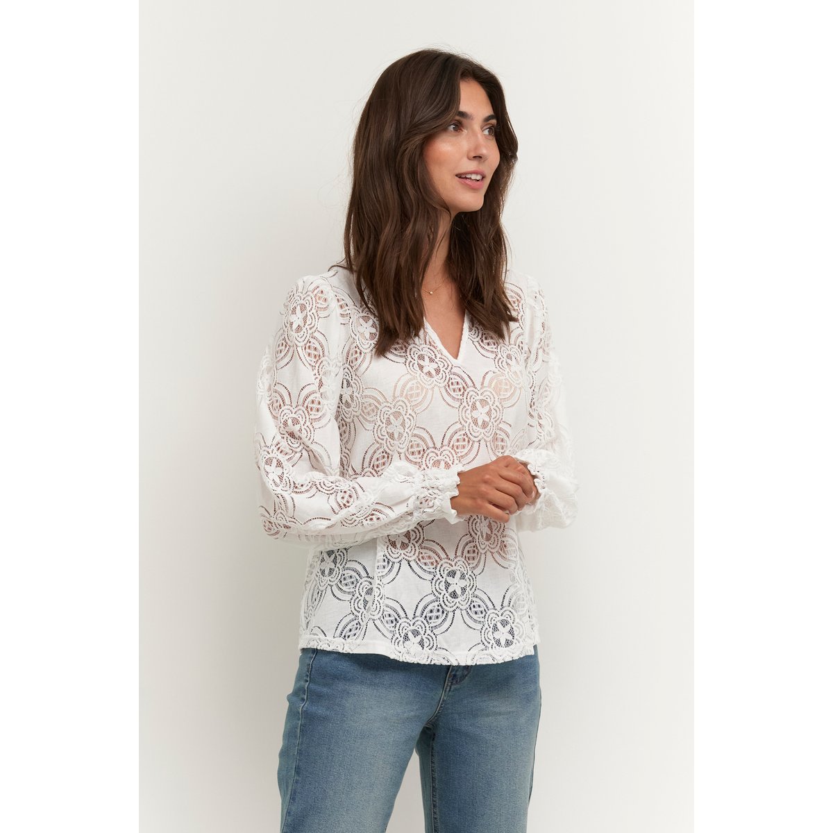 Blouse à manches longues blanc spring gardenia, CULTURE