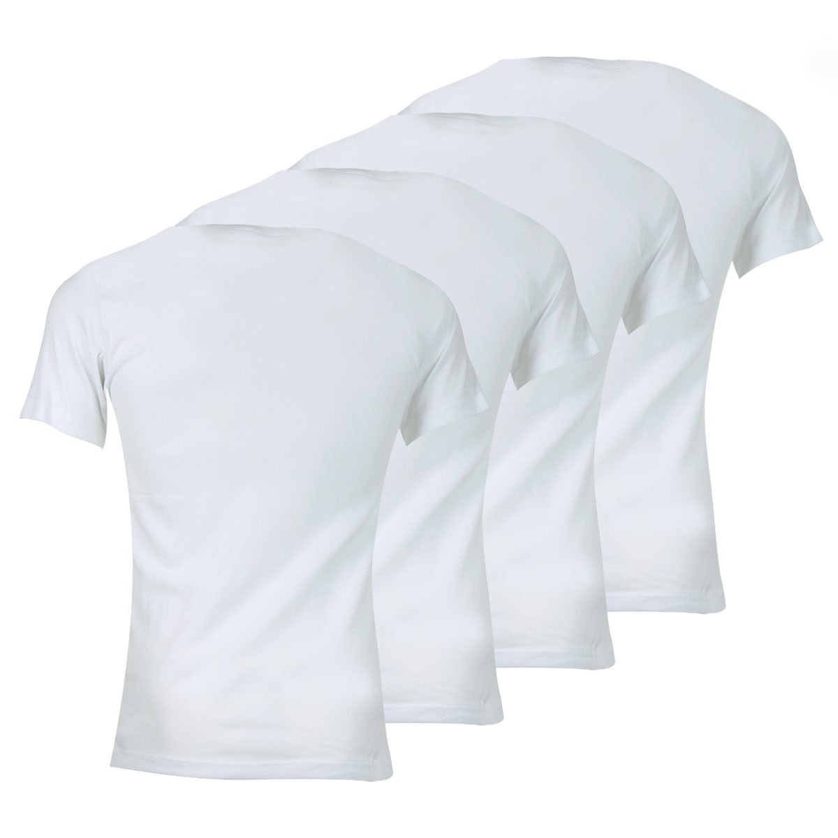 Tee-shirts col V, lot de 4,  ecopack blanc, ATHENA