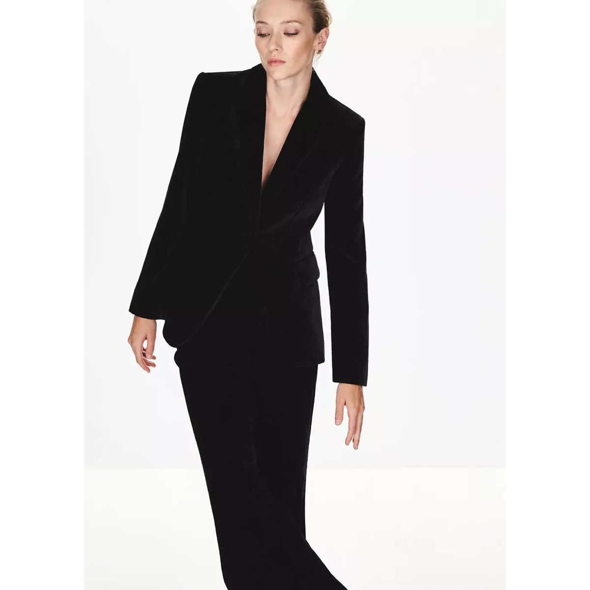 Pantalon costume velours noir, MANGO