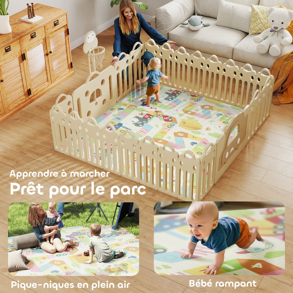 Tapis de jeu pour enfants XPE multicolore multicolore, AIYAPLAY