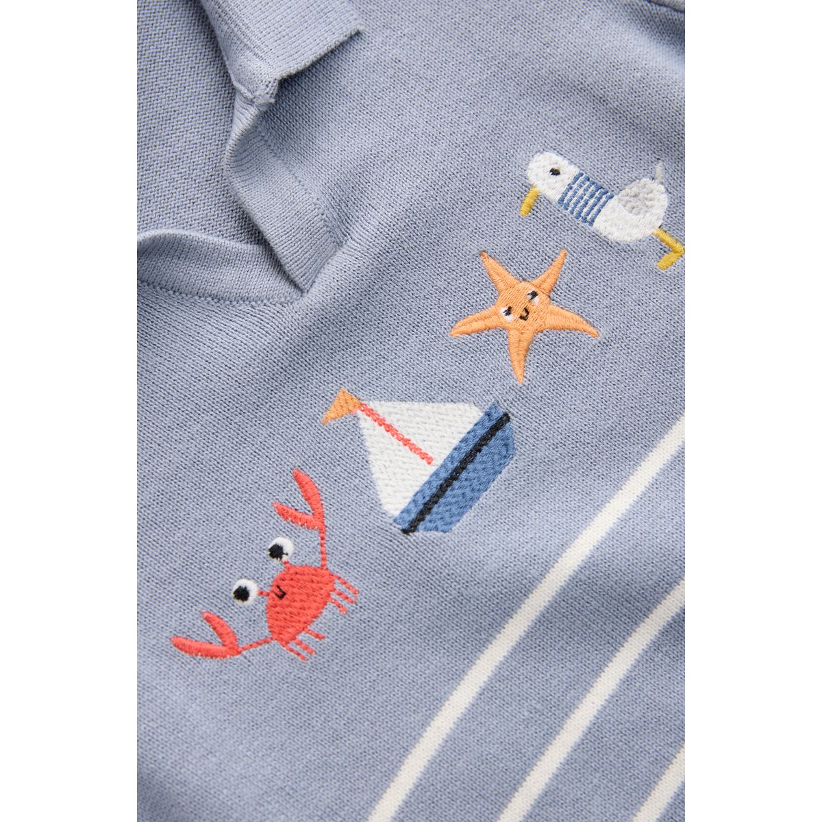 Polo manches courtes en maille blue beach stripe, NEXT