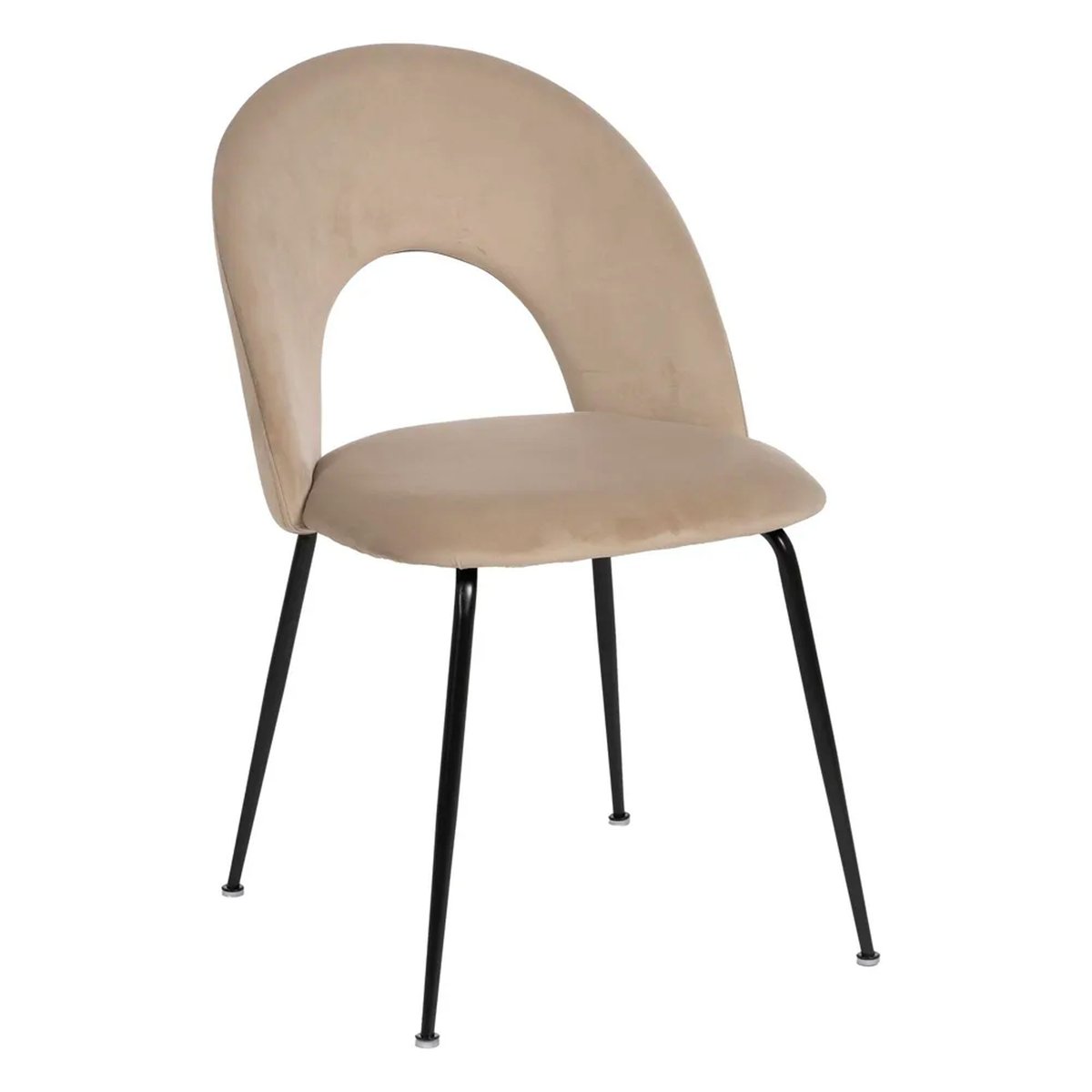 Chaise en velours beige et métal noir 49x60x81cm vert, WADIGA
