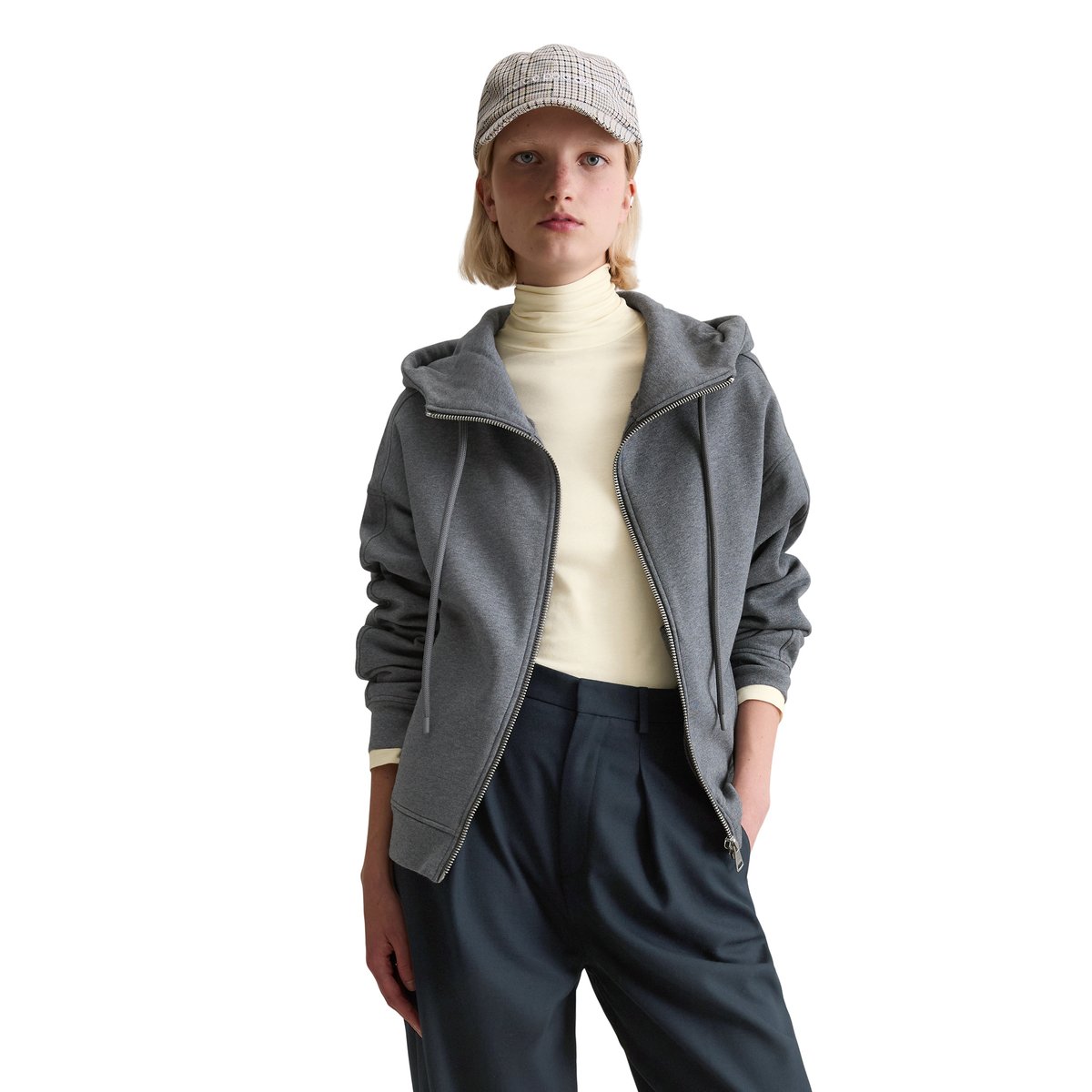 Veste sweat à capuche relaxed avec intérieur moelleux et gratté gris, MARC O’POLO DENIM