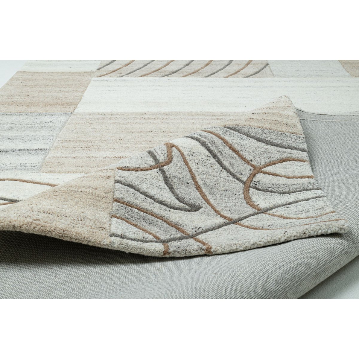 Tapis de salon tufté main - ROYAL NATUR naturel gris, THEKO