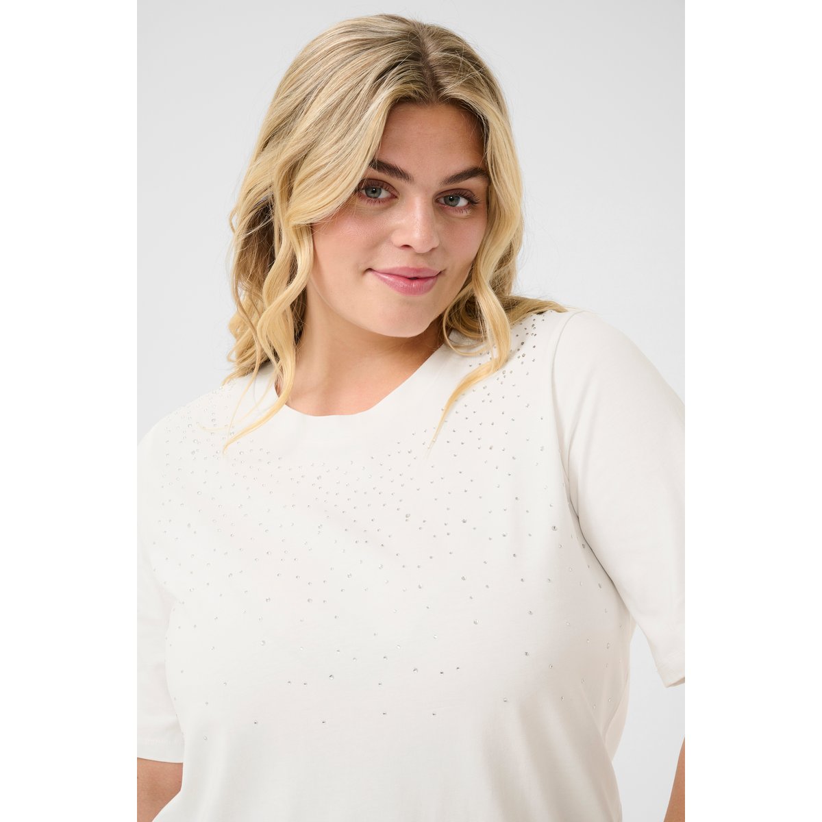 T-shirt blanc chalk, KAFFE CURVE