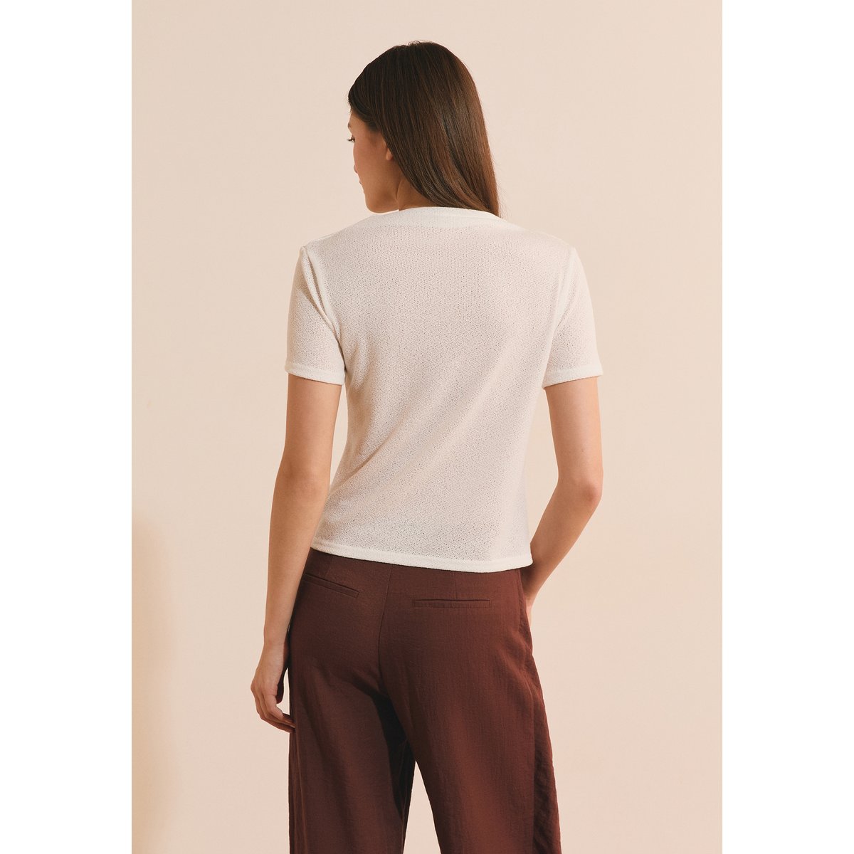 Top texturé détail drappé AURELIE TS blanc, ETAM
