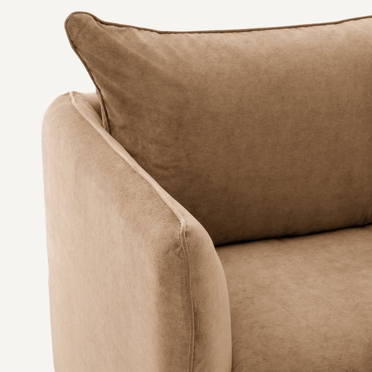 Fauteuil XL velours stonewashed, Neo Chiquito ficelle, AM.PM