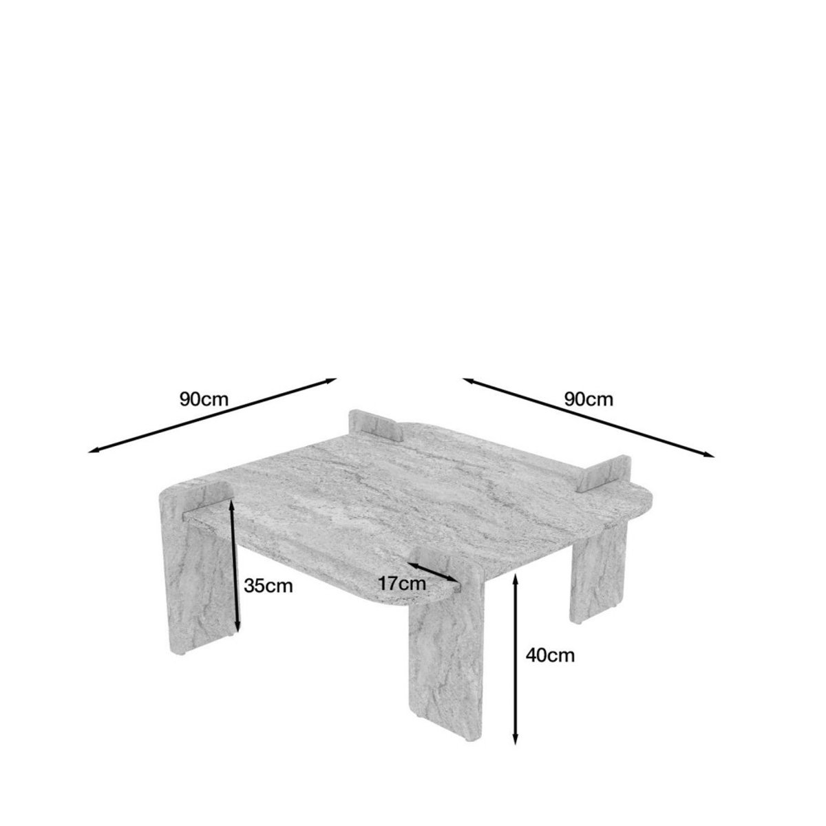 Table basse effet travertin 90x90cm- SOLENI beige, DRAWER