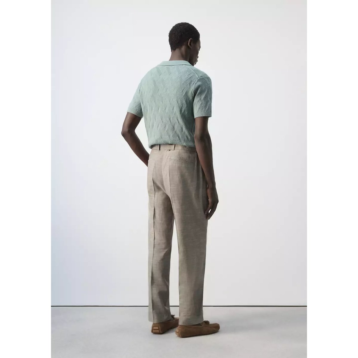 Pantalon mélange de lyocell et lin relaxed-fit gris vison, MANGO MAN