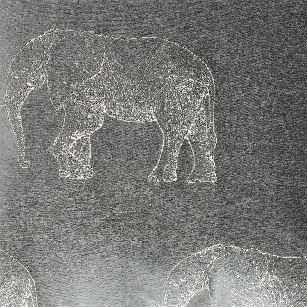 Pouf en velours avec éléphants brodées gris, MX HOME