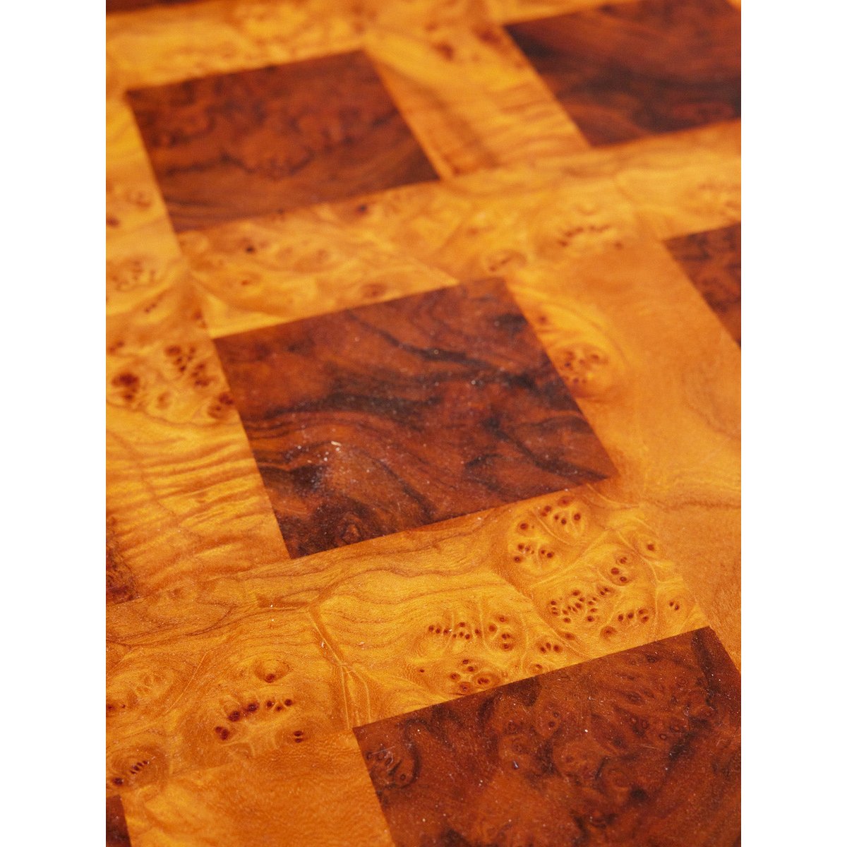 Table basse en ronce de noyer Léonie N°1152 - Bon état bois clair, DEBONGOUT