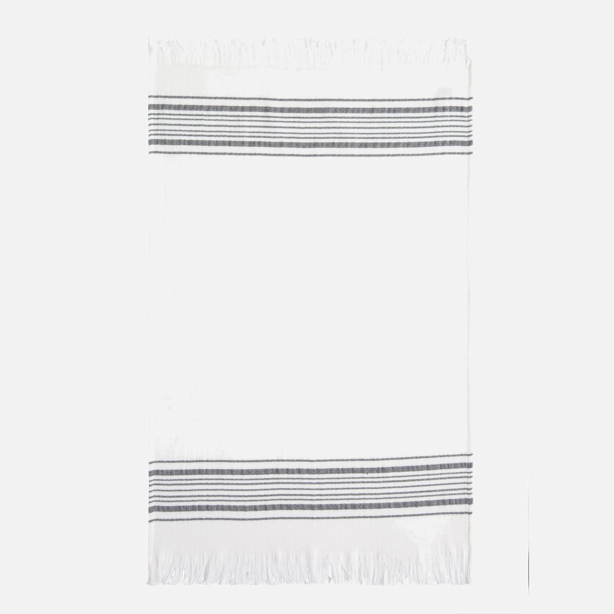Torchon en gaze de coton BISE blanc et gris anthracite, COUCKE