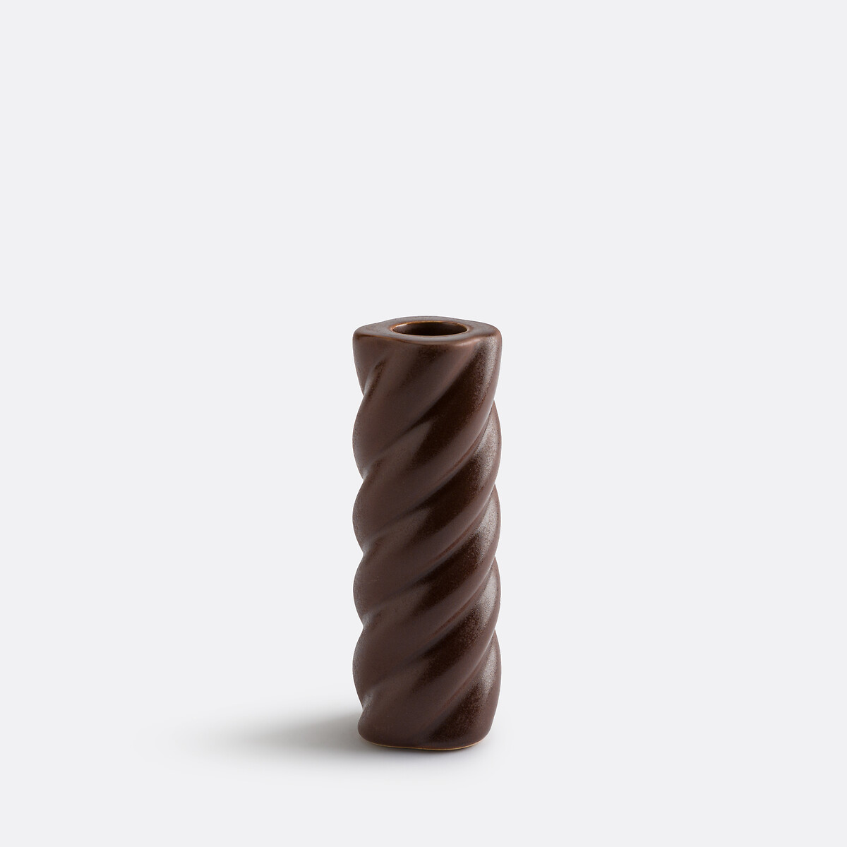 Gedraaide keramische kandelaar H12,5 cm Vavy kastanje, LA REDOUTE INTERIEURS