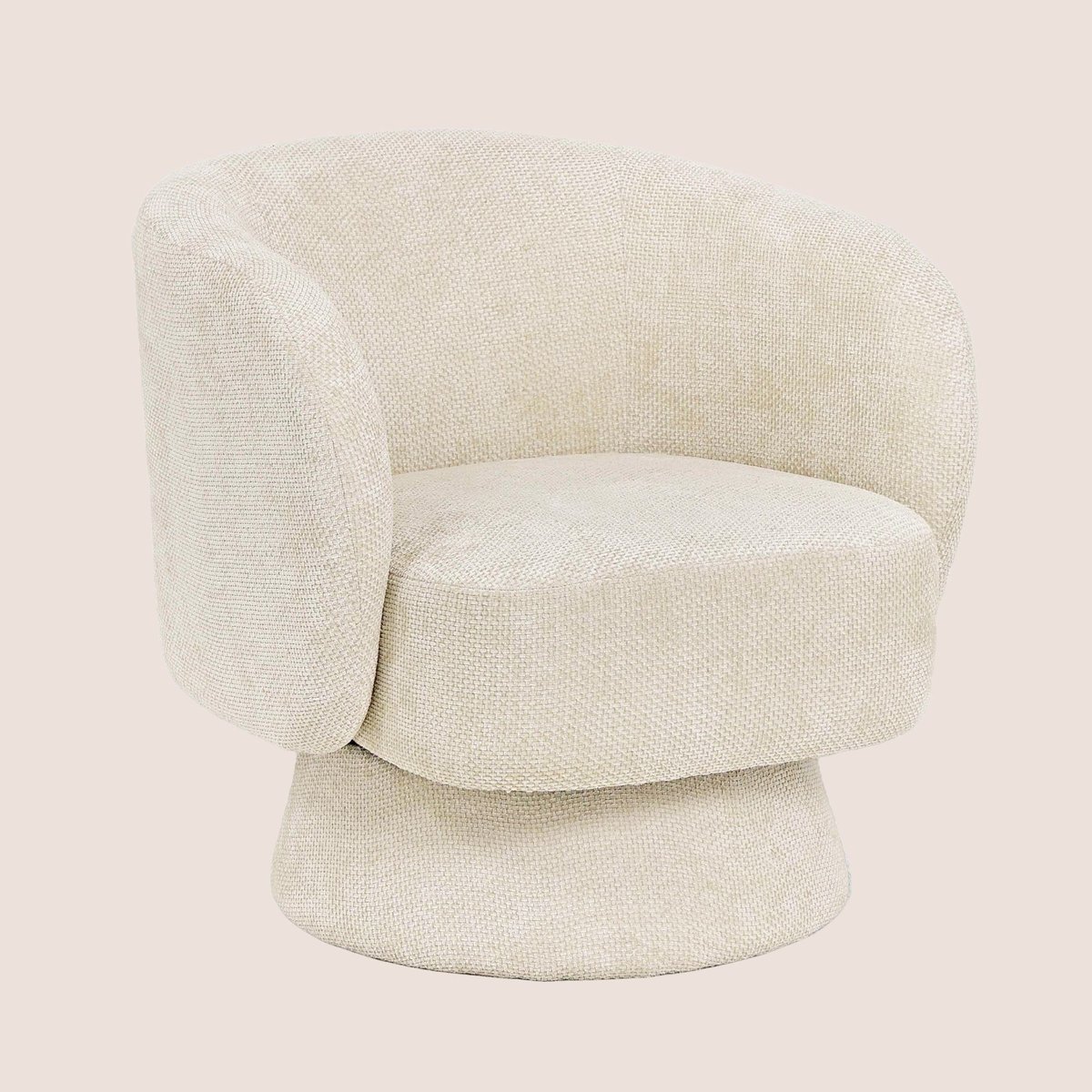 Fauteuil pivotant avec pied central en tissu - JULIO crème, HELLIN, DEPUIS 1862