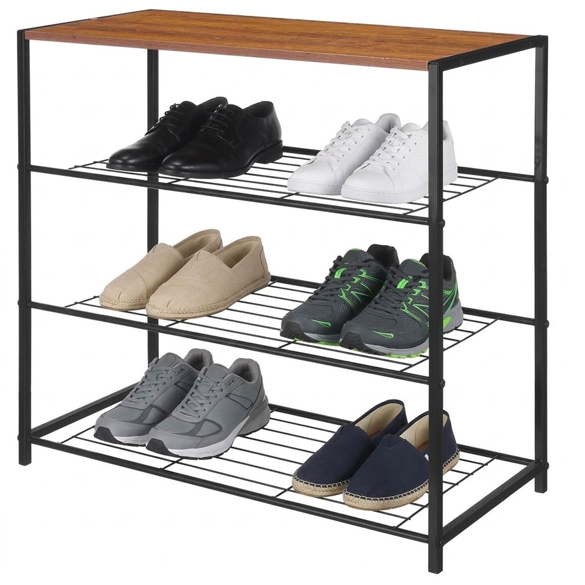 Étagère à chaussures en bois et métal noir 62.5x30x63.5cm bois, WADIGA