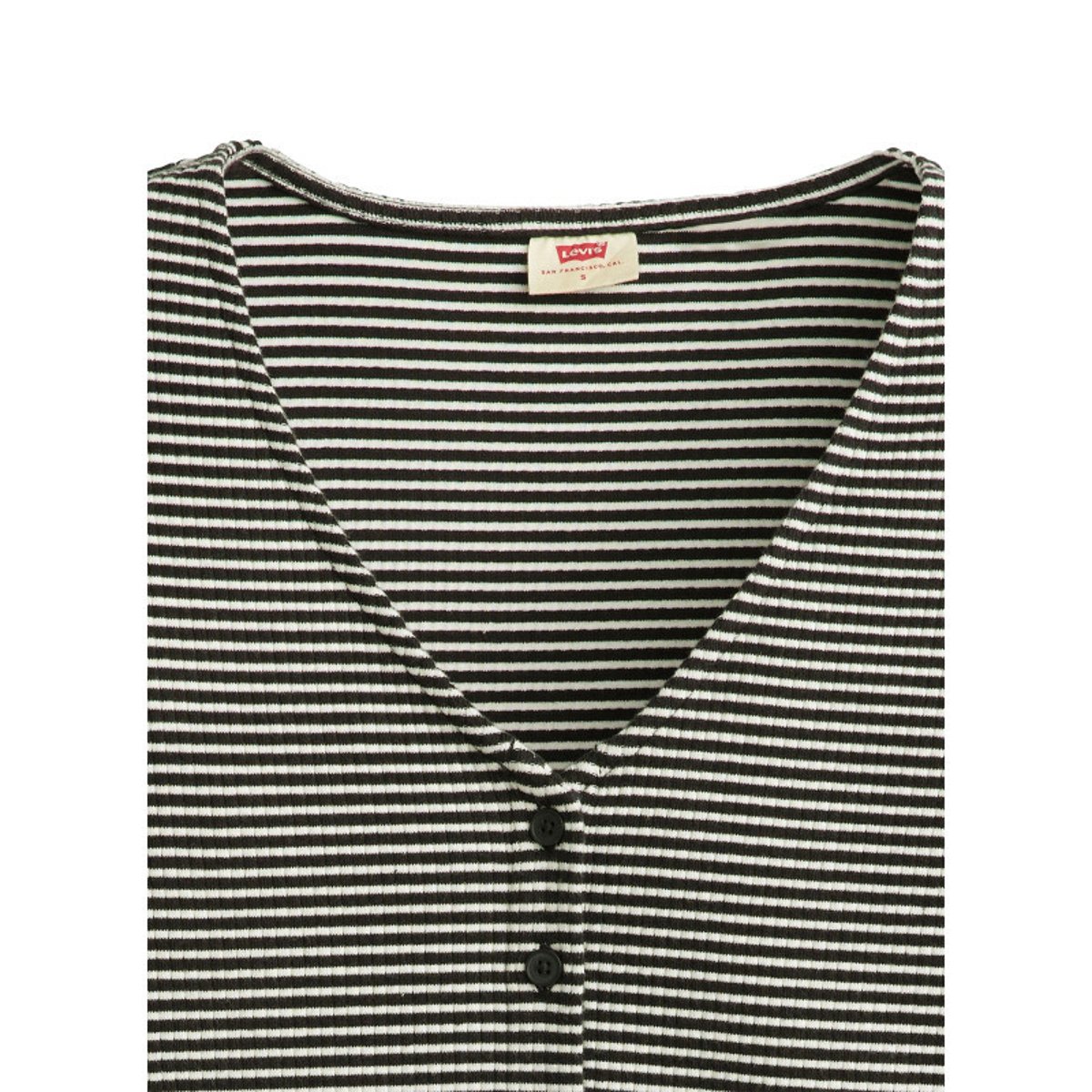 Gilet en coton noir et écru rayé avec un col v et des manches longues noir et écru, LEVI'S