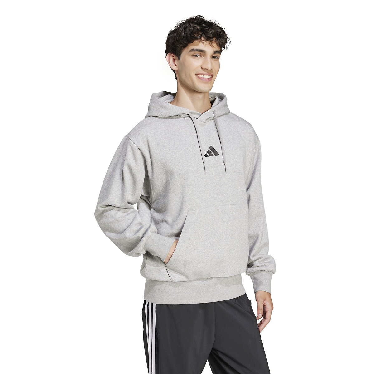 Sweat molleton à capuche essentiel Feelcozy gris chiné, ADIDAS SPORTSWEAR