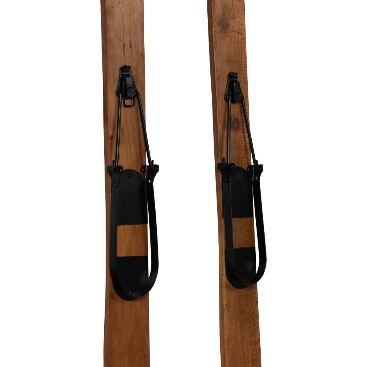 Paire de skis décoratifs vintage en manguier recyclé marron, AMADEUS