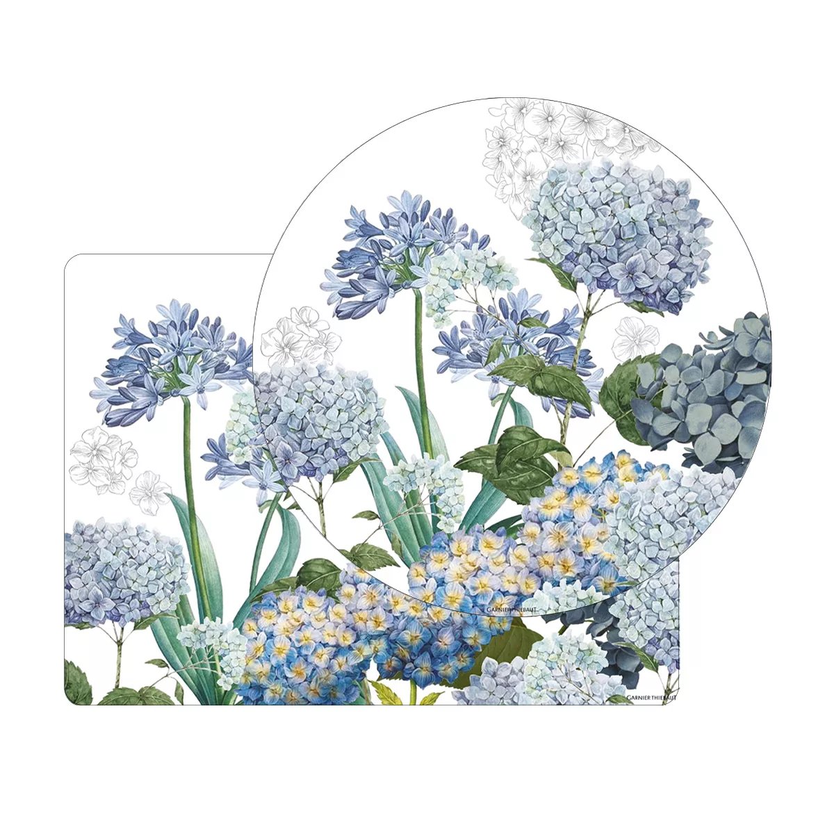 Set lin & coton JARDIN DE BRETAGNE bleu, GARNIER THIEBAUT