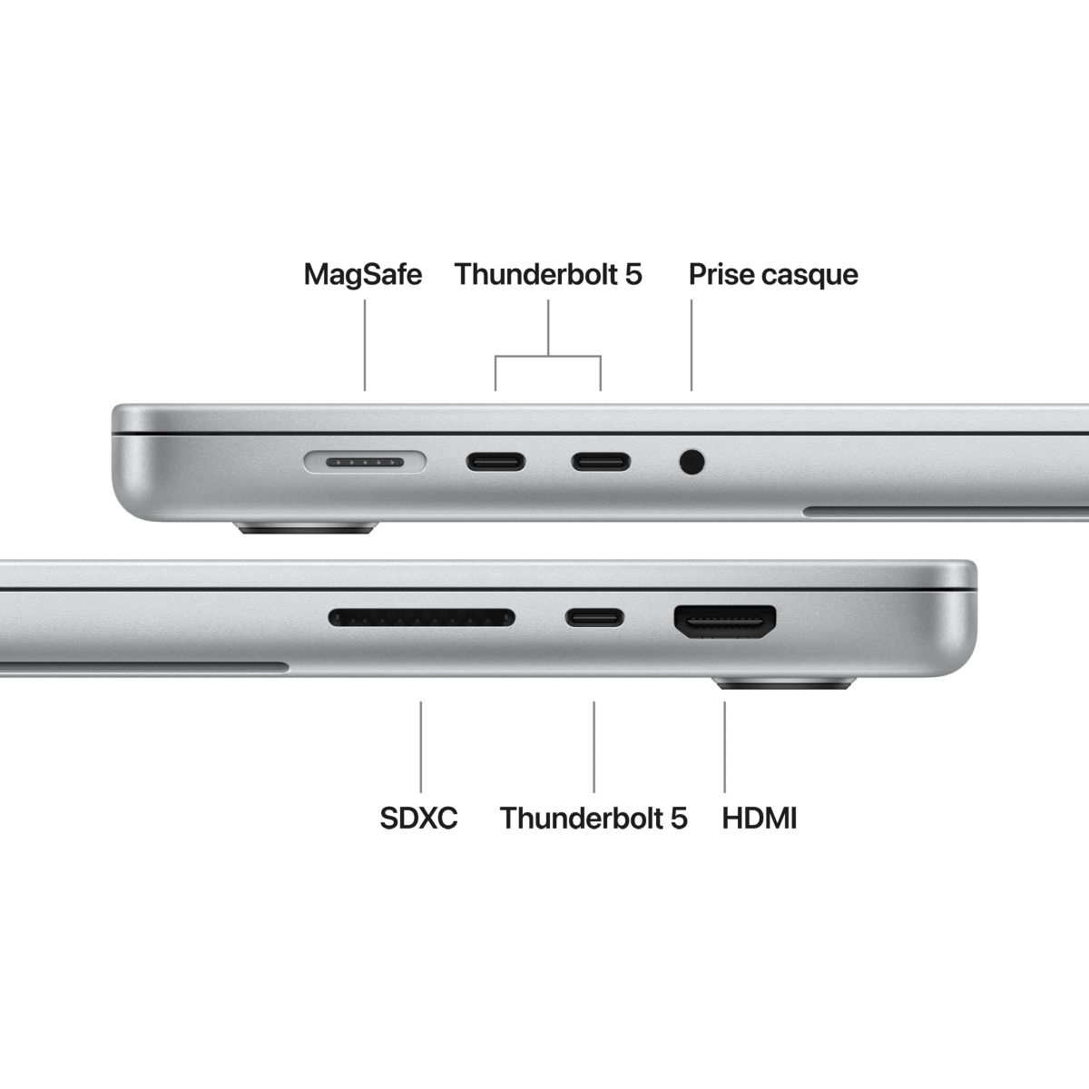 Ordinateur Apple Pro 16" Puce M5 Pro CPU 18 / GPU 20 coeurs Mémoire RAM 48Go Stockage 1To SSD XDR Argent couleur unique, APPLE