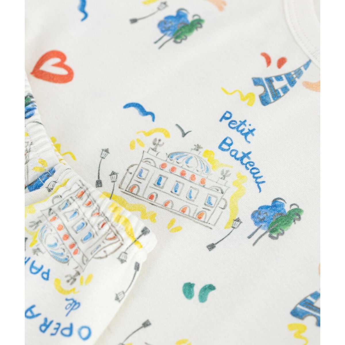 Bedrukte pyjama, OPÉRA DE PARIS x PETIT BATEAU bedrukt wit, PETIT BATEAU