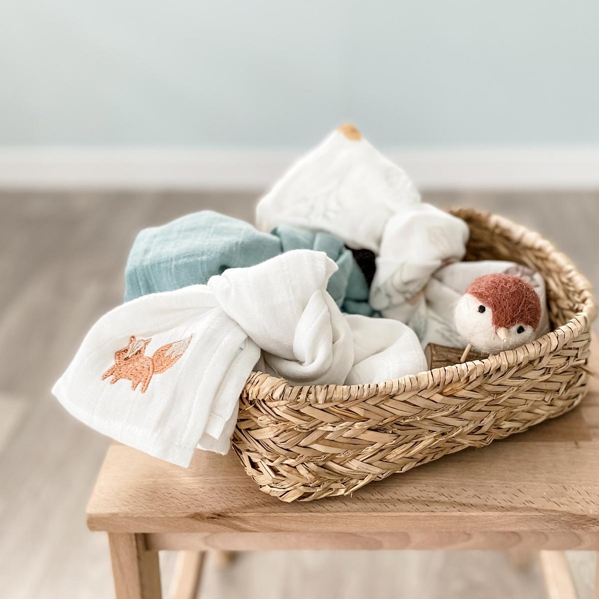 Lot de 3 langes coton bio DREAM FOREST multicolore, LITTLE CREVETTE