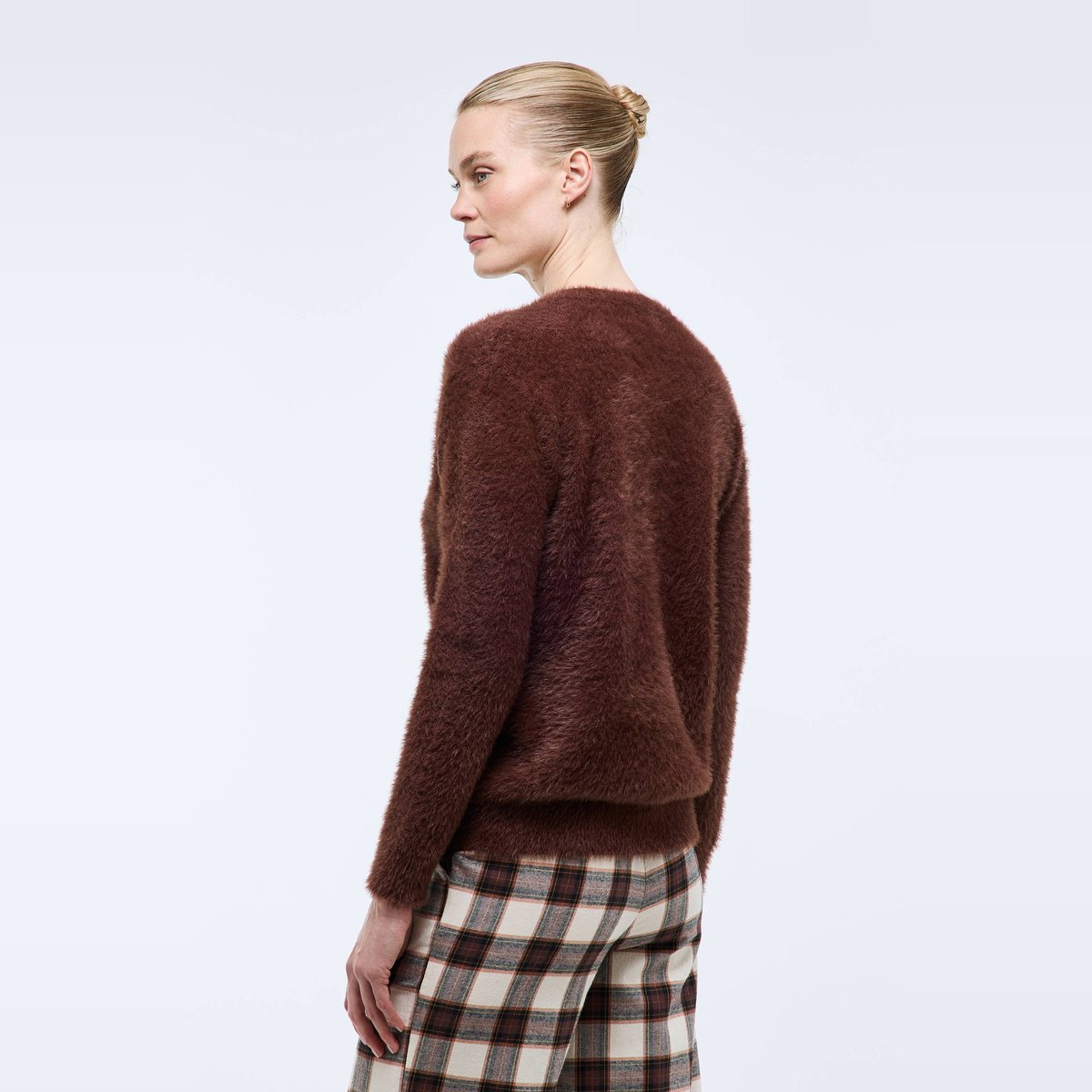 Cardigan uni en laine et polyamide bison, MONOPRIX
