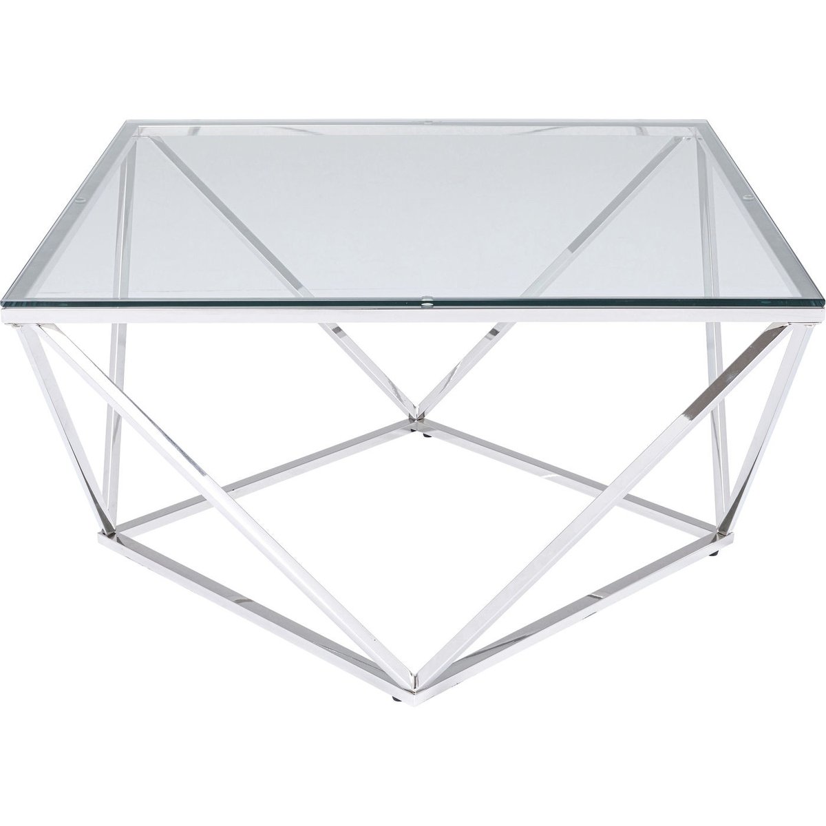 Table basse en verre et acier, CRISTALLO argent, KARE DESIGN