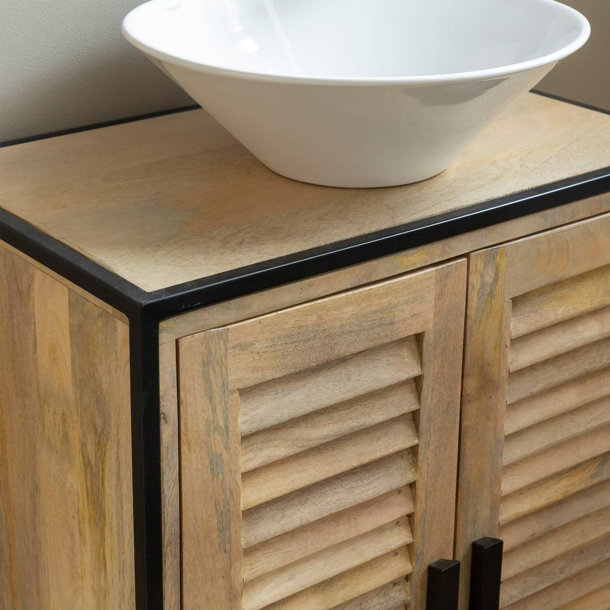 Meuble sous vasque en bois de manguier et métal CORALIE bois clair, MADE IN MEUBLES 