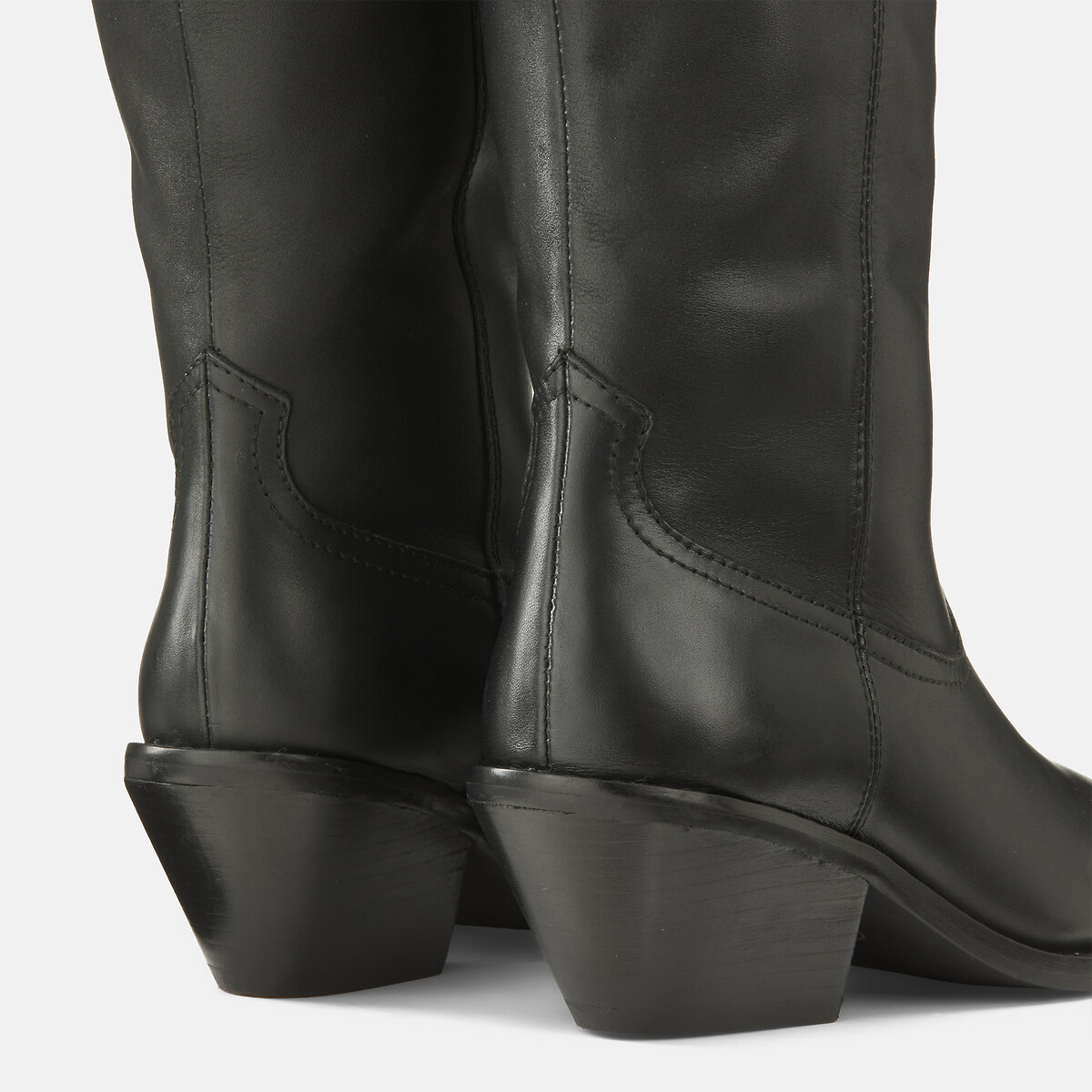 Bottes western en cuir à talon moyen noir, LA REDOUTE COLLECTIONS