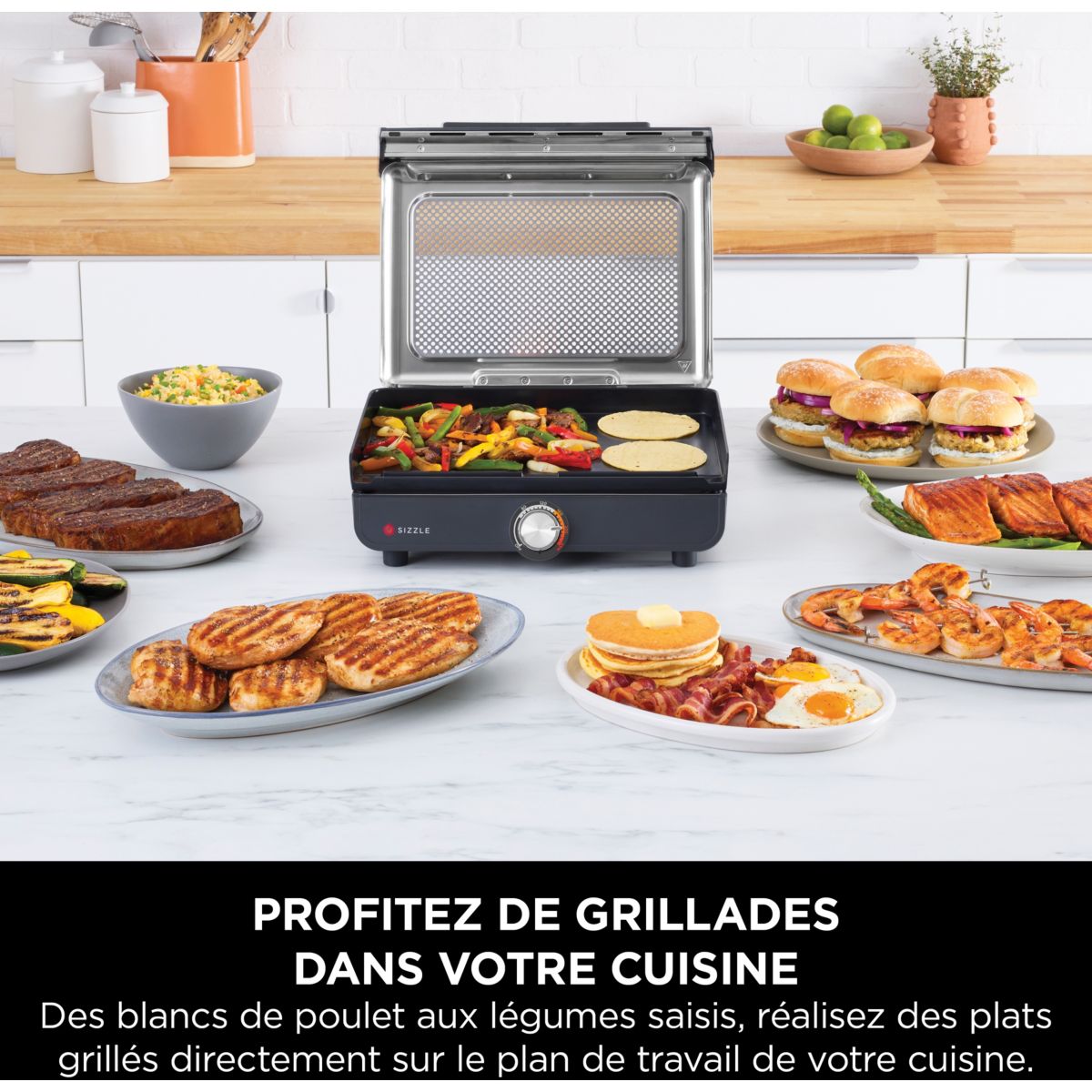 Plancha électrique GR101EU grill/plancha à poser, 34x34 cm couleur unique, NINJA