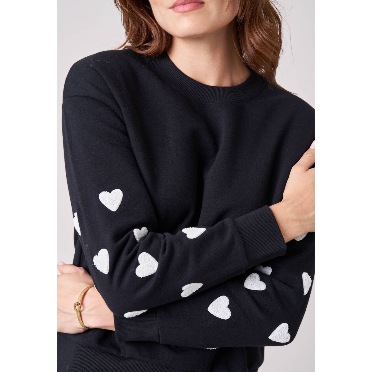 Sweat femme en coton mélangé SARINA black, DEELUXE