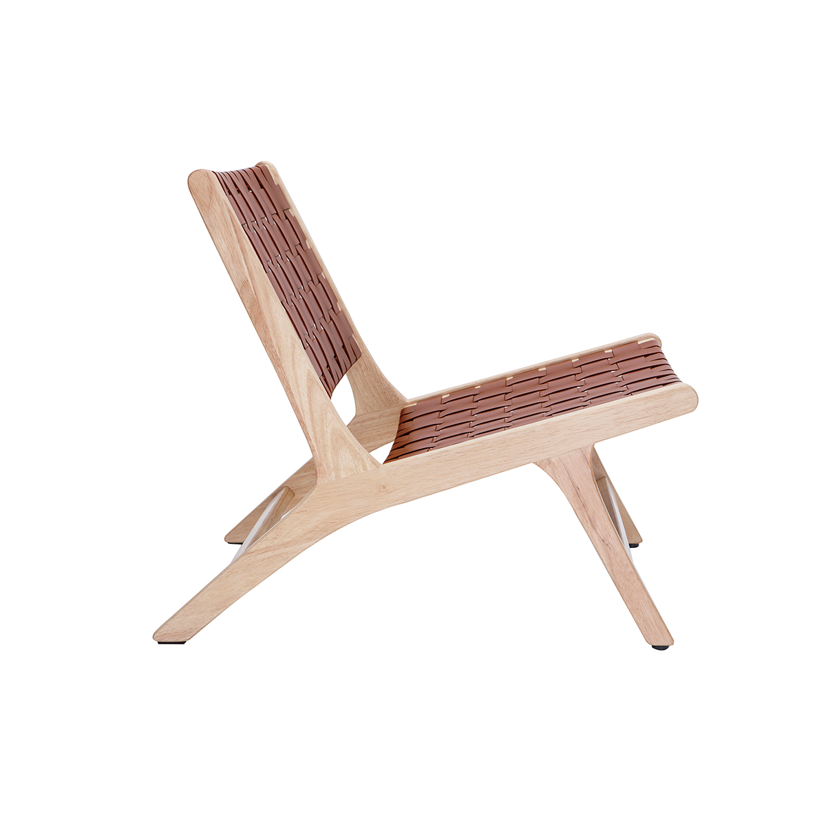 Fauteuil ethnique en bois et sangles tressées marron BONDI marron, MILIBOO