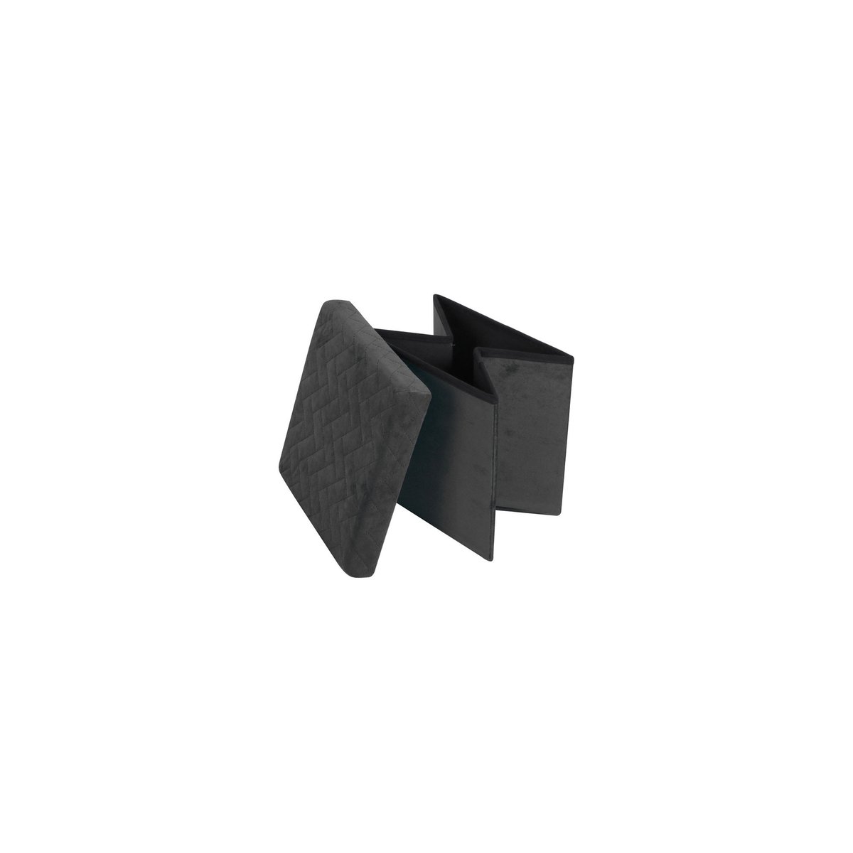 Pouf coffre de rangement velours noir - 37.5x37.5x37.5cm noir, URBAN LIVING