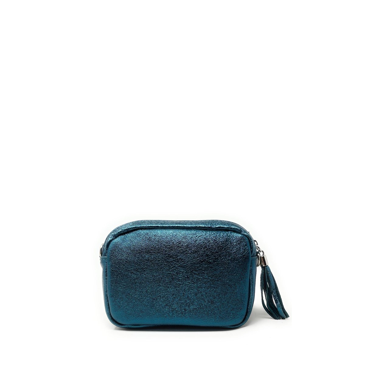 Sac trotteur à bandoulière en cuir grainé LITTLE SEVILLE bleu canard irisé, OH MY BAG