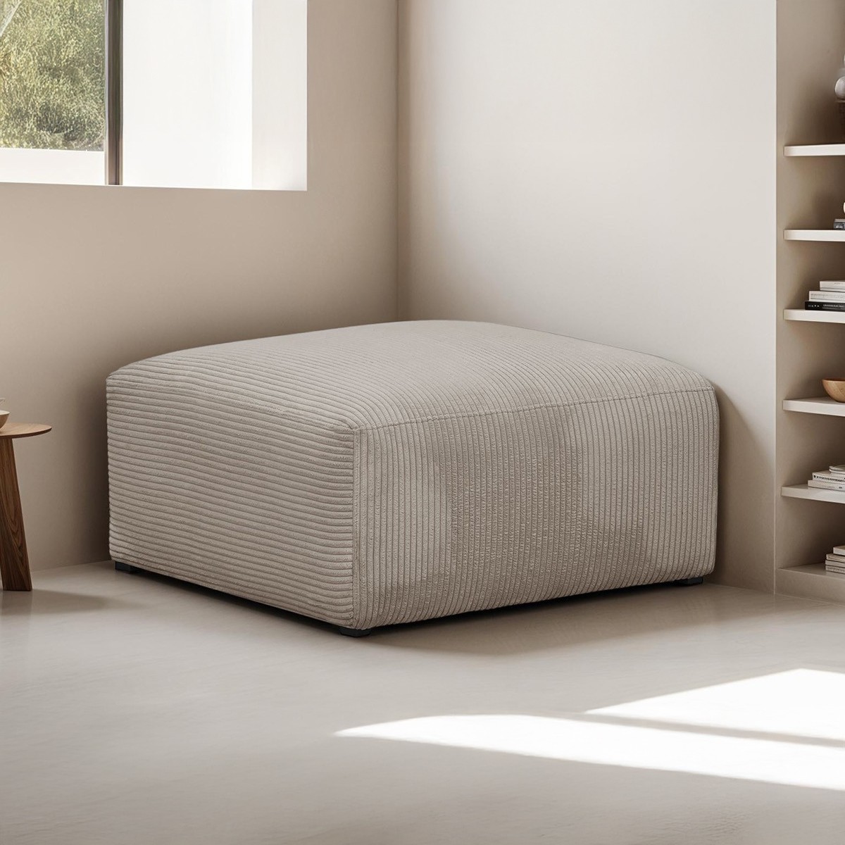 Pouf modulable en velours côtelé - MODULO taupe, HOMIFAB
